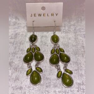 Green Teardrop Dangle Earrings